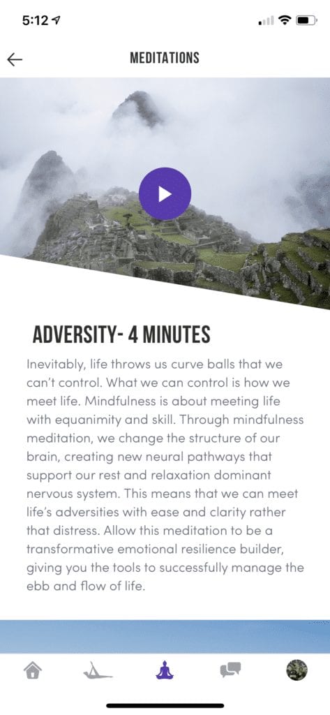 meditate tab in matriarc app