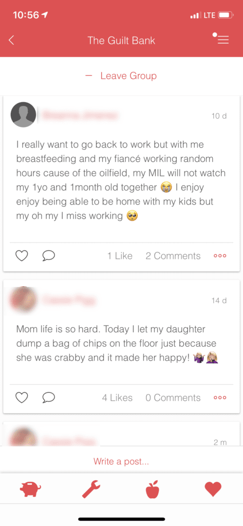 Mom Stuff App Guilt Bank